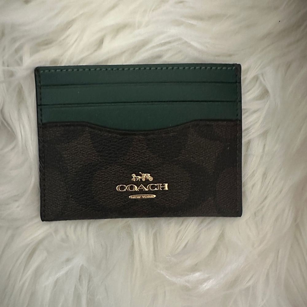 Coach Brown and Green ID Holder